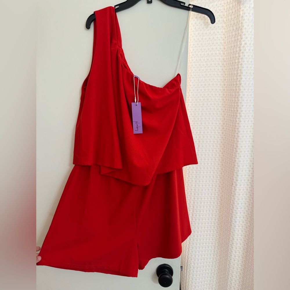 Elegant Red One-Shoulder romper